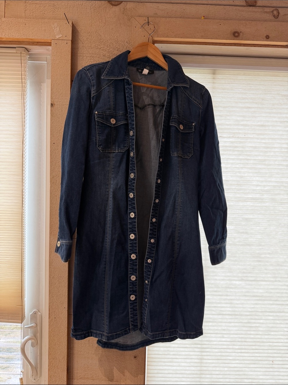 INC International Concepts Longline Dark Blue Denim Jacket